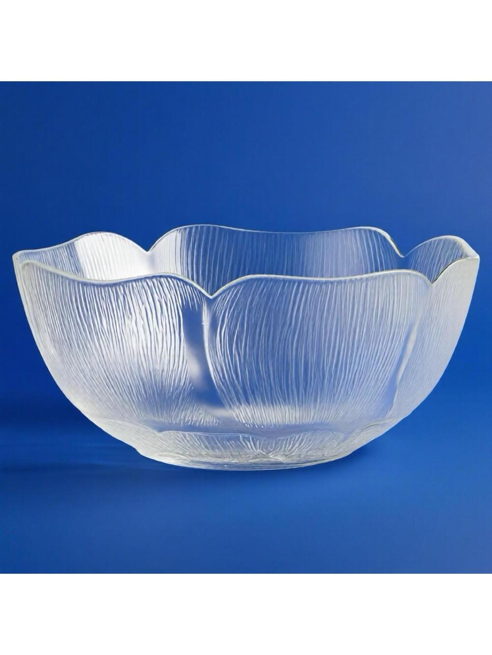 Vintage Clear Glass Floral Shaped Decorative Bowl - 8 Inch Diameter